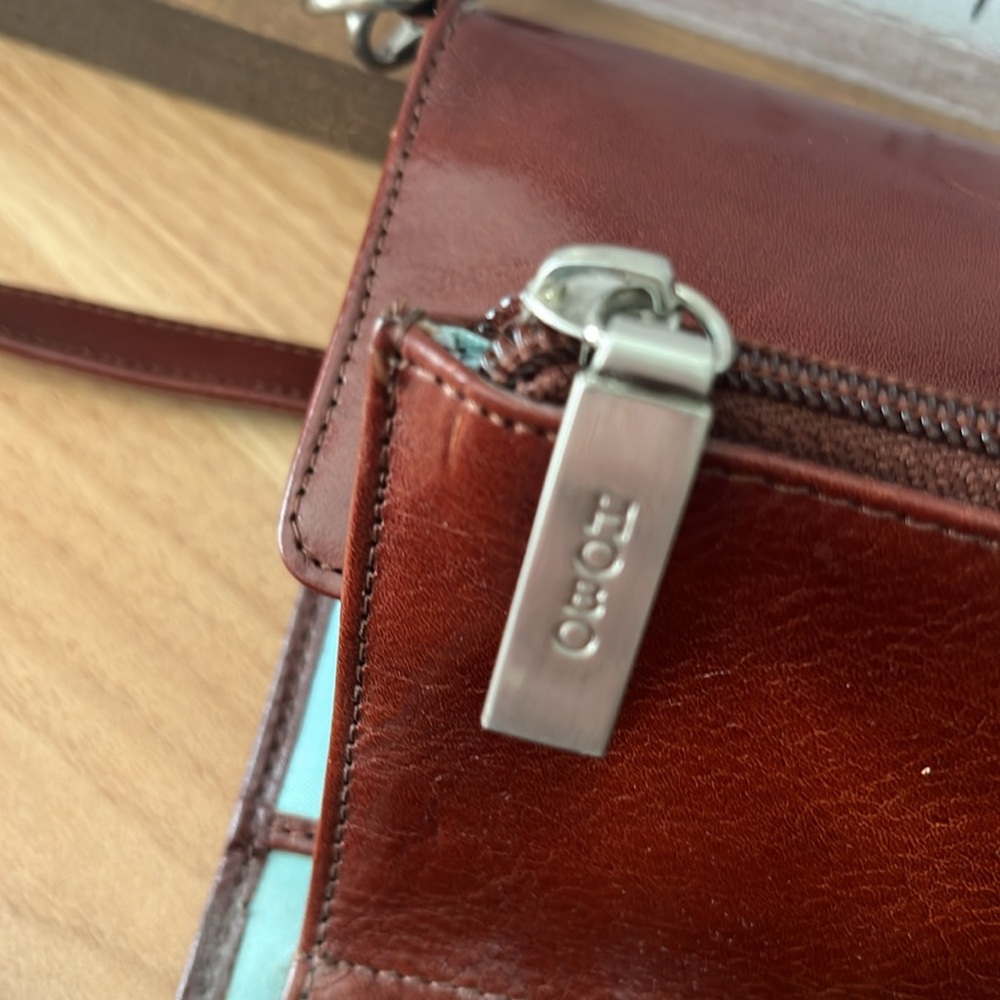 HOBO Burgundy Leather Crossbody Clutch - Picture 6 of 10